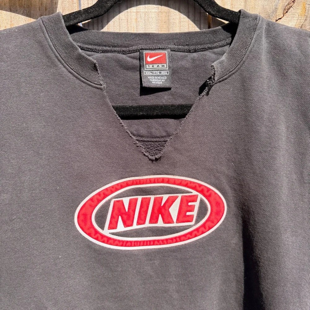 Vintage Nike Men's Charcoal Crewneck Sweatshirt Size 2X